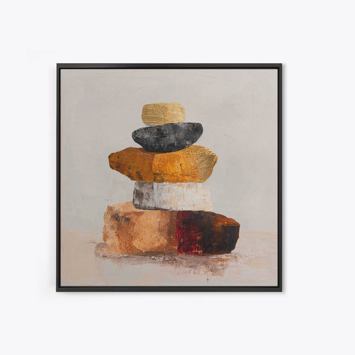 Quiet Stone Stack Canvas Print, Minimalist Art, Gallery Decor, Living Room Decor, Fine Art, Minimal, Wall Art, Home Decor, MIN-1x1-59