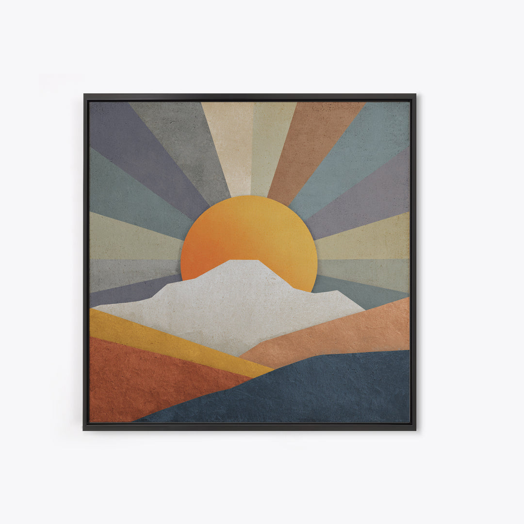 Simple Geometric Sun Framed Canvas Print, Minimalist Art, Neutral Decor, Living Room Decor, Fine Art, Minimal, Home Decor, MIN-1x1-63