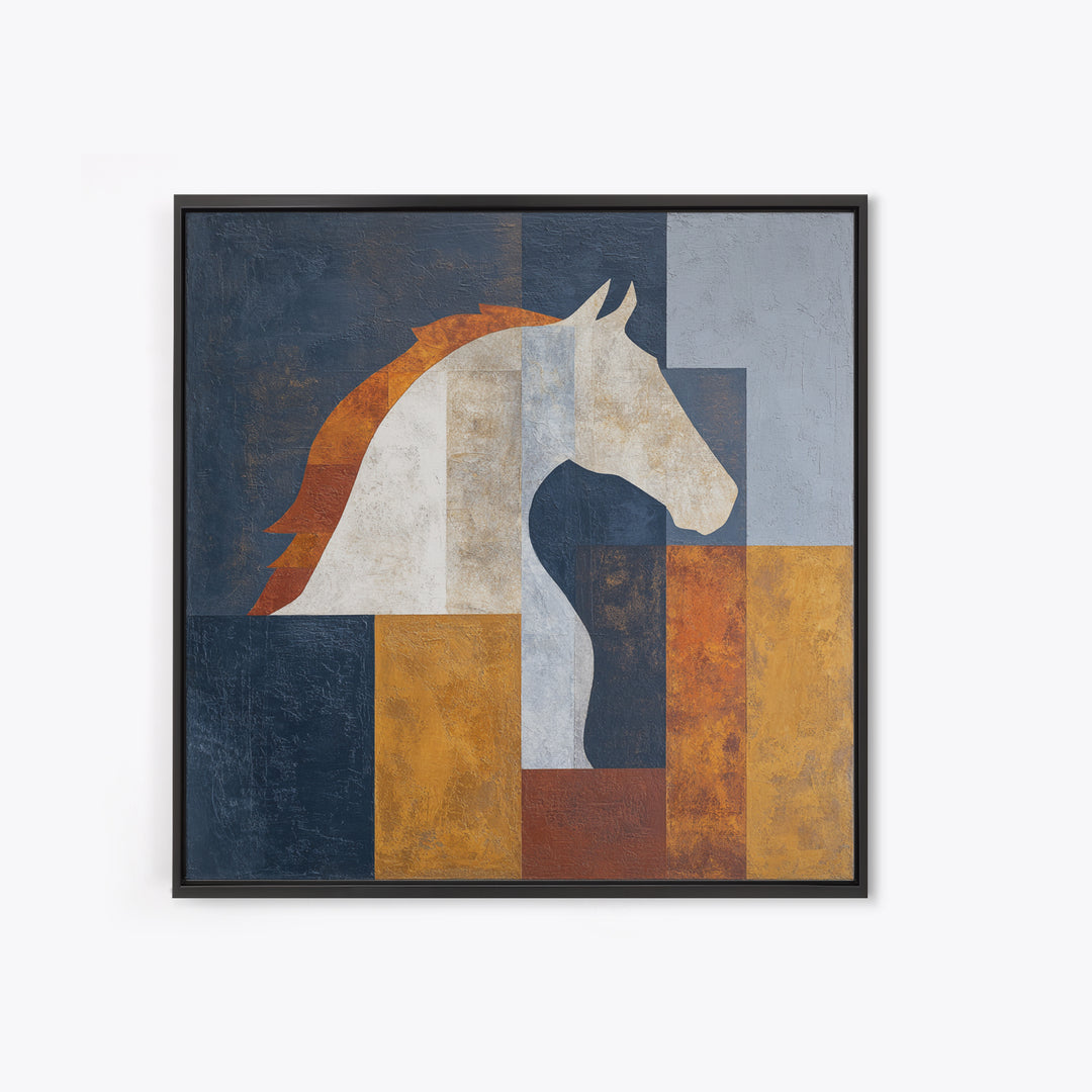 Minimal Horse Contour Framed Canvas Print, Minimalist Art, Modern Wall Art, Living Room Decor, Abstract Art, Minimal, MIN-1x1-66