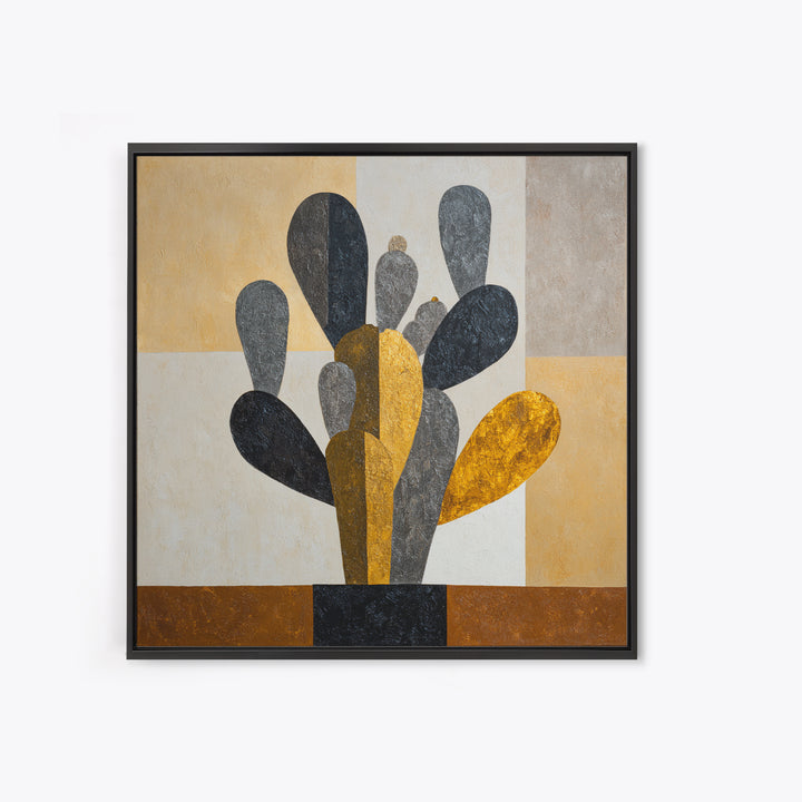 Black and White Cactus Silhouette Framed Canvas Print, Minimalist Art, Boho Wall Art, Living Room Decor, Fine Art, Minimal, MIN-1x1-68