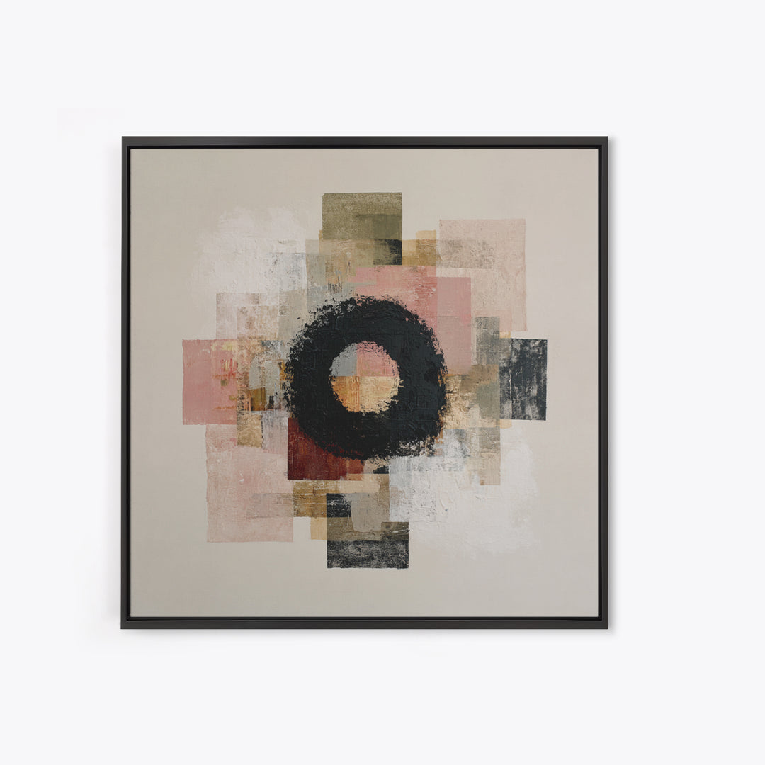Single Brushstroke Circle Framed Canvas Print, Minimalist Art, Abstract Painting, Living Room Decor, Fine Art, Minimal, MIN-1x1-70