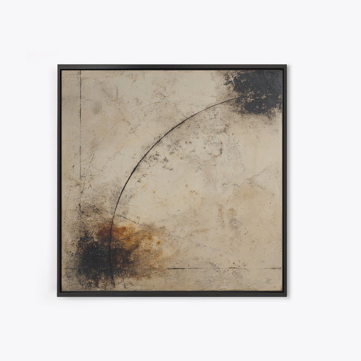 Small Black Bird Crossing White Space Framed Canvas Print, Minimalist Art, Boho Decor, Living Room Decor, Oil Painting, Minimal, MIN-1x1-79