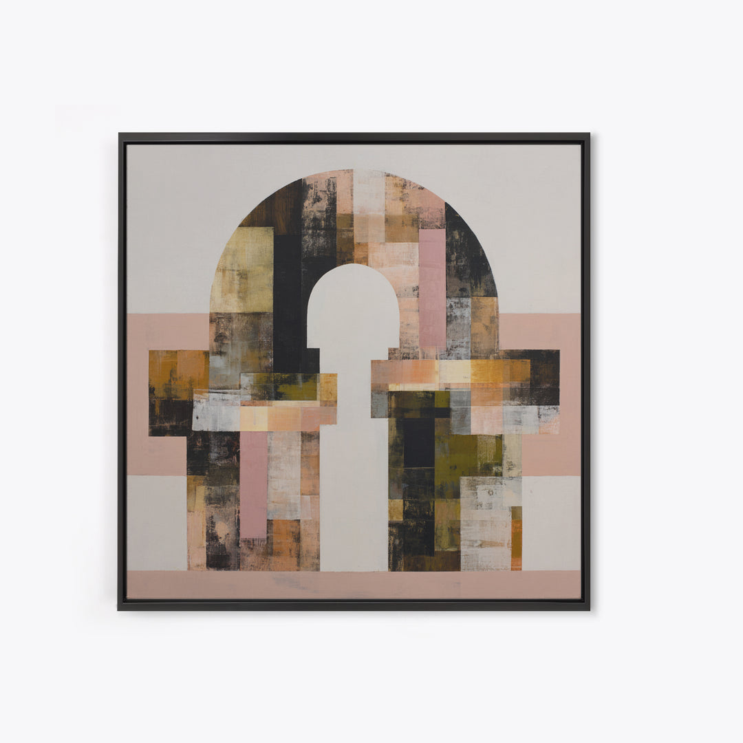 Monochrome Arch and Shadow Composition Framed Canvas Print, Minimalist Art, Art Print, Living Room Decor, Fine Art, Minimal, MIN-1x1-8