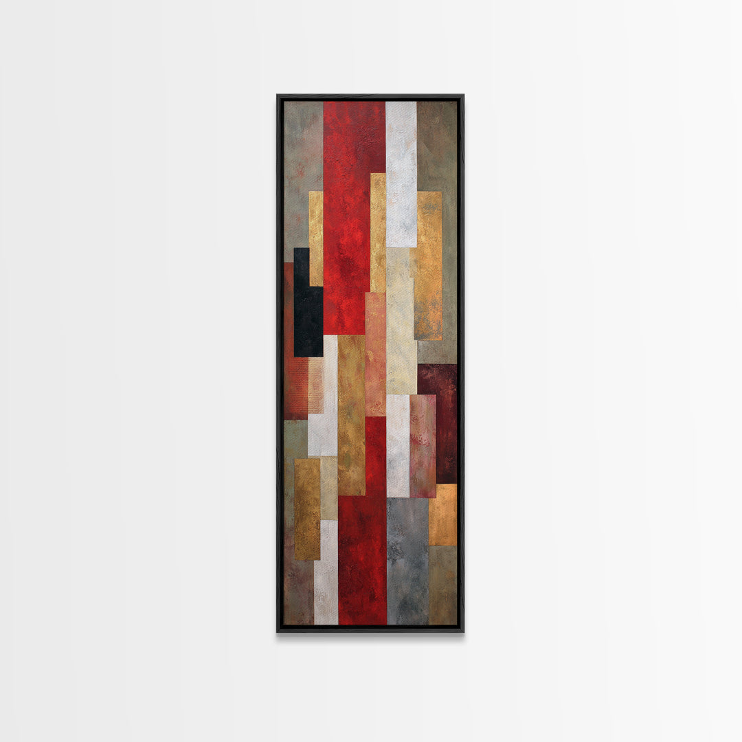 One Red Square Balanced Canvas Print, Minimalist Art, Abstract Painting, Living Room Decor, Fine Art, Minimal, MIN-1x3-22