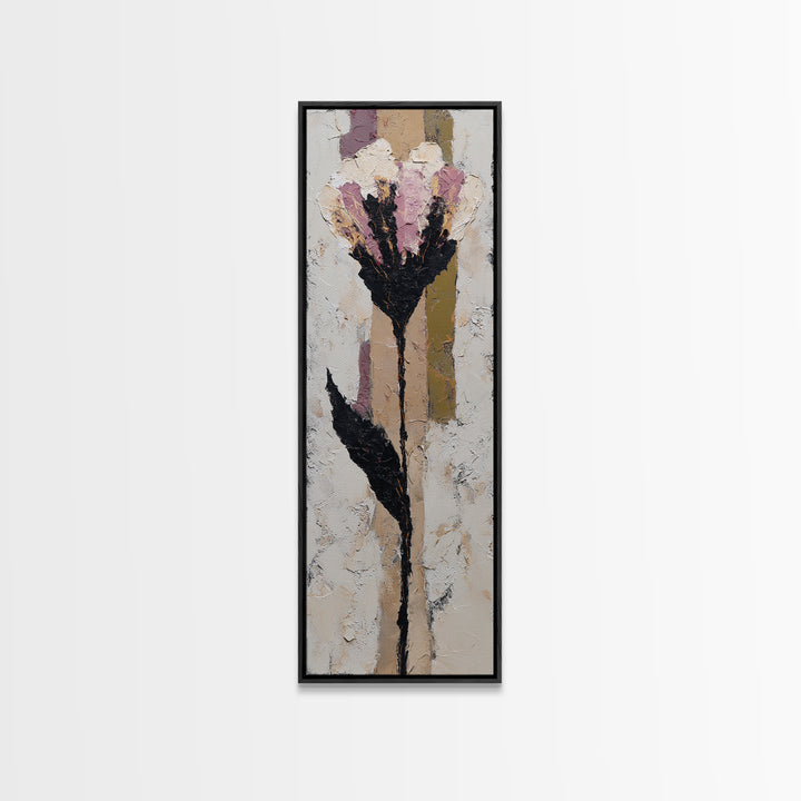 Single Flower Stem Framed Canvas Print, Minimalist Art, Art, Living Room Decor, Oil Painting, Minimal, Canvas Tote Bag, MIN-1x3-24