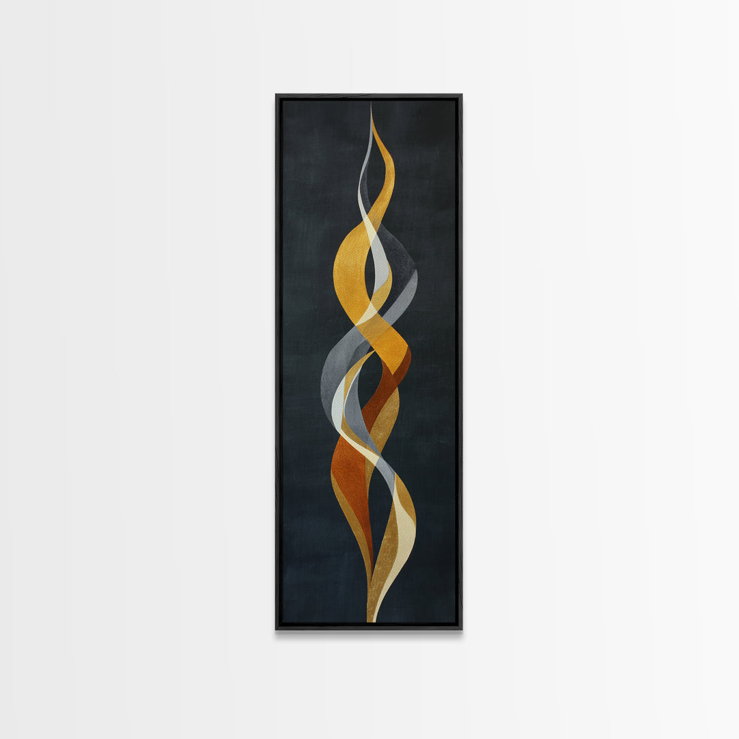 Single Gold Line Curve on Charcoal Framed Canvas Print, Minimalist Art, Living Room Decor, Abstract Art, Minimal, MIN-1x3-29