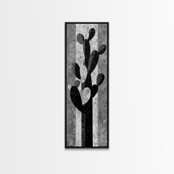 Black and White Cactus Silhouette Canvas Print, Minimalist Art, Minimalist, Living Room Decor, Fine Art, Minimal, Black Art, MIN-1x3-32