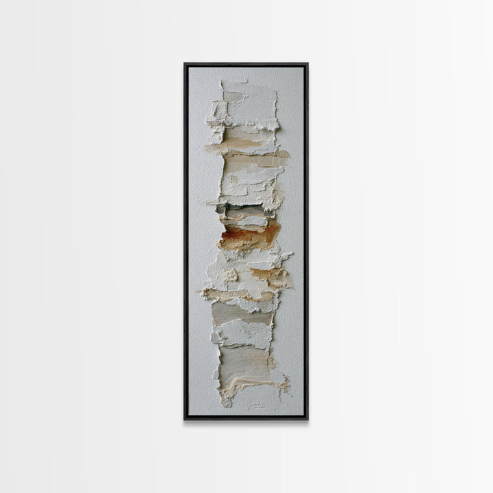 White on White Plaster Texture Study Framed Canvas Print, Minimalist Art, Minimalist Decor, Living Room Decor, Minimal, MIN-1x3-4
