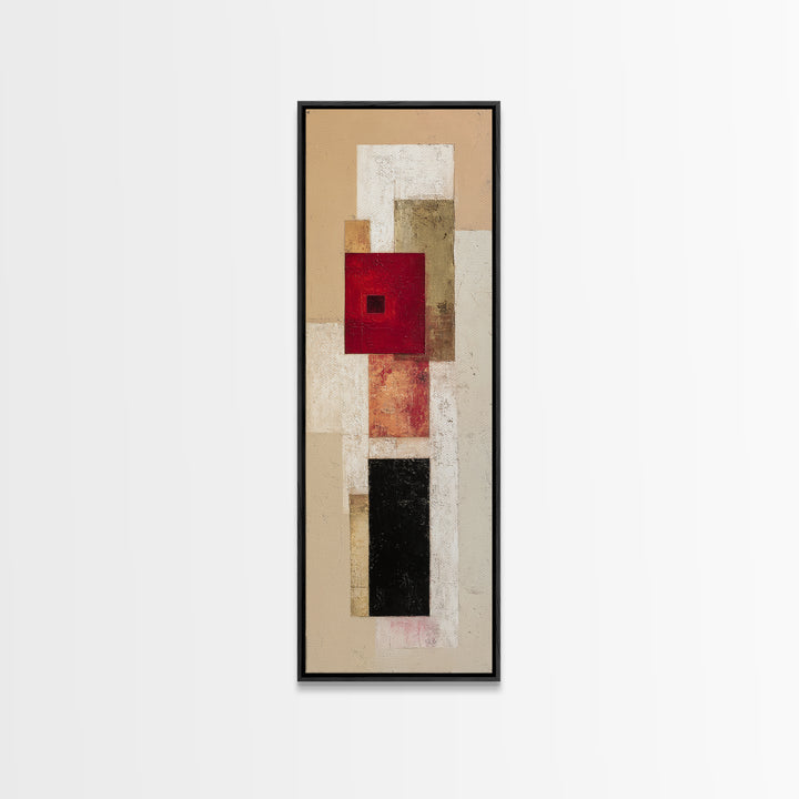 One Red Square Balanced Framed Canvas Print, Minimalist Art, Modern Decor, Living Room Decor, Fine Art, Minimal, Poster, MIN-1x3-46