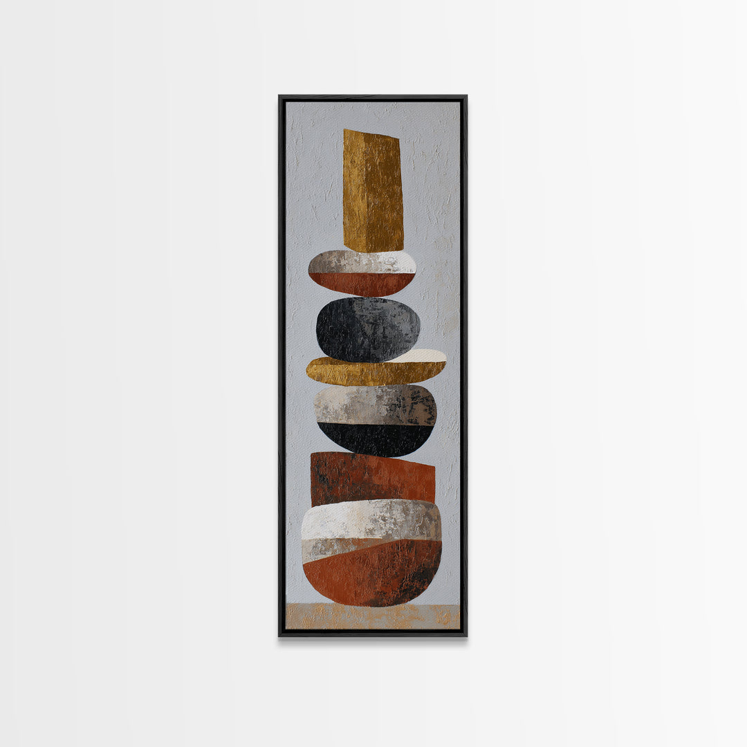 Quiet Stone Stack Framed Canvas Print, Minimalist Art, Printable Art, Living Room Decor, Abstract Art, Minimal, Neutral Decor, MIN-1x3-47