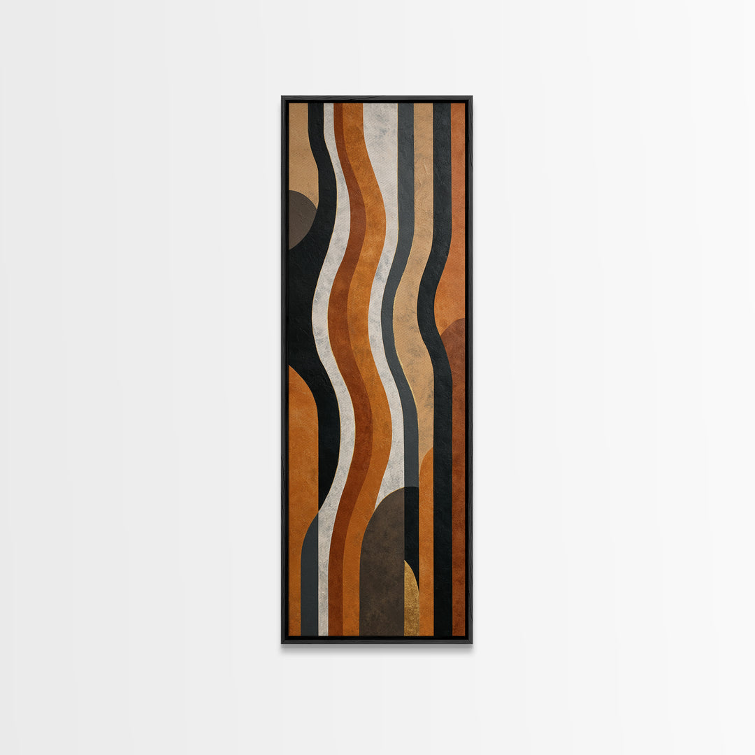 Single Gold Line Curve on Charcoal Framed Canvas Print, Minimalist Art, Living Room Decor, Abstract Art, Minimal, MIN-1x3-53