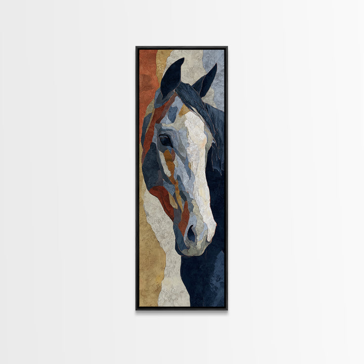 Minimal Horse Contour Framed Canvas Print, Minimalist Art, Modern Art, Living Room Decor, Oil Painting, Minimal, MIN-1x3-54