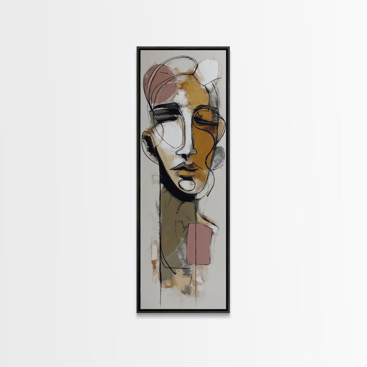 Single Continuous Line Female Face Canvas Print, Minimalist Art, Minimalist, Living Room Decor, Oil Painting, Minimal, MIN-1x3-65