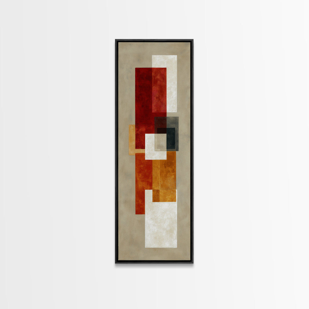 One Red Square Balanced Framed Canvas Print, Minimalist Art, Modern Decor, Living Room Decor, Fine Art, Minimal, Poster, MIN-1x3-70