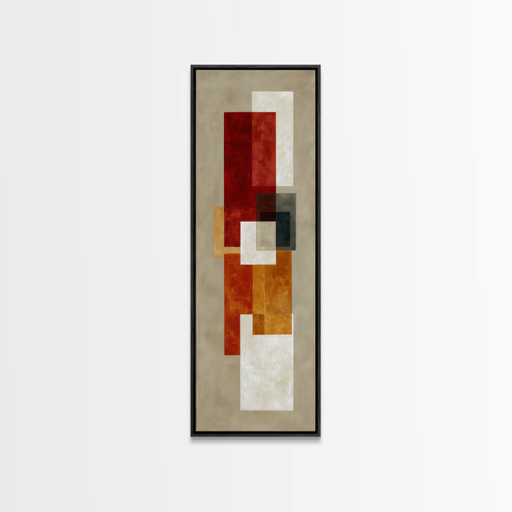 One Red Square Balanced Framed Canvas Print, Minimalist Art, Modern Decor, Living Room Decor, Fine Art, Minimal, Poster, MIN-1x3-70