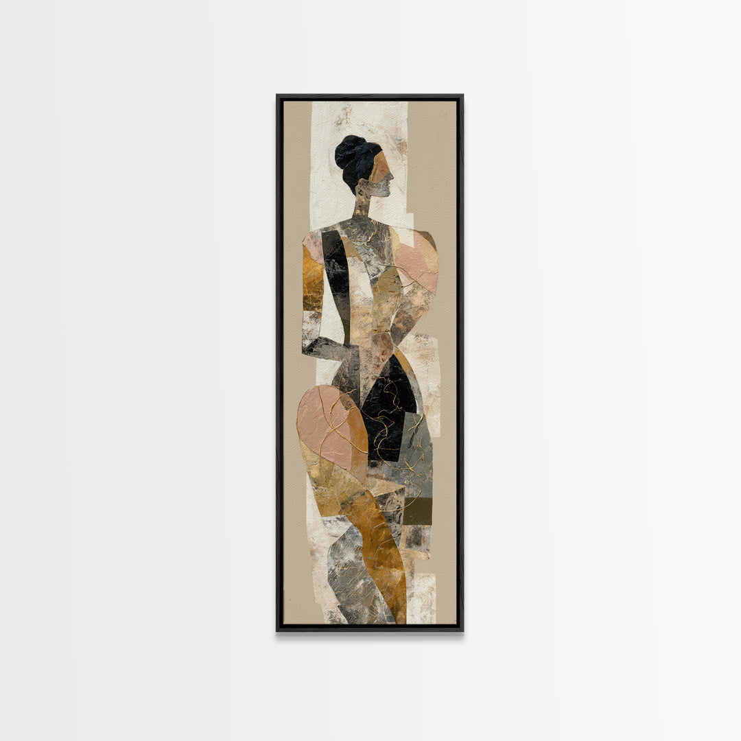 Single Gold Line Curve on Charcoal Canvas Print, Minimalist Art, Poster, Living Room Decor, Minimal, Boho, Canvas Tote Bag, MIN-1x3-77