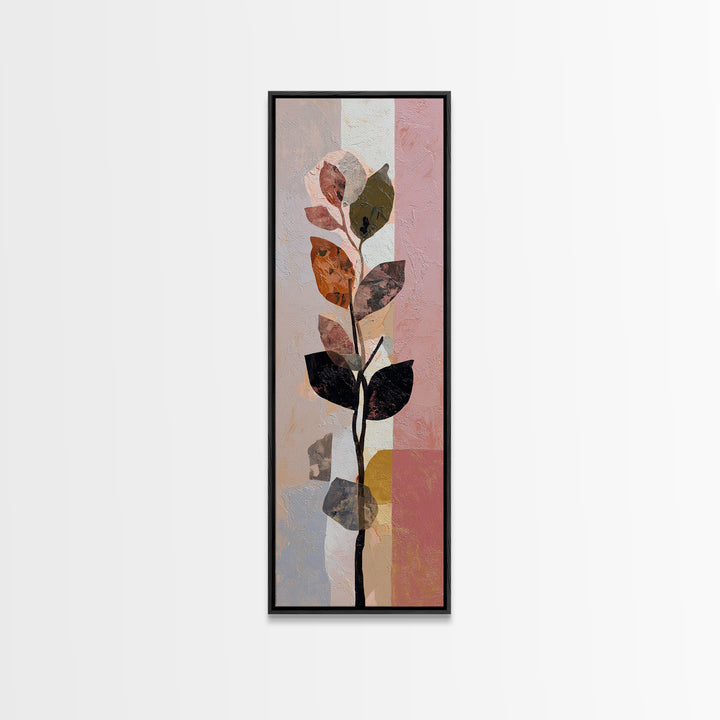 Minimal Branch Silhouette Framed Canvas Print, Minimalist Art, Statement Artwork, Living Room Decor, Fine Art, Minimal, MIN-1x3-87
