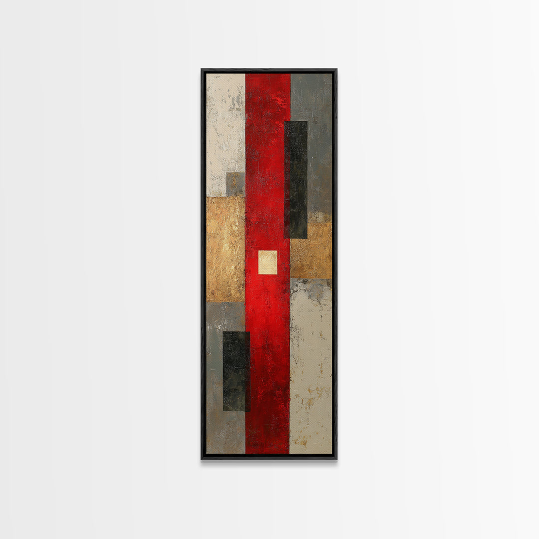 One Red Square Balanced Canvas Print, Minimalist Art, Room Decor, Living Room Decor, Fine Art, Minimal, Art Print, MIN-1x3-94
