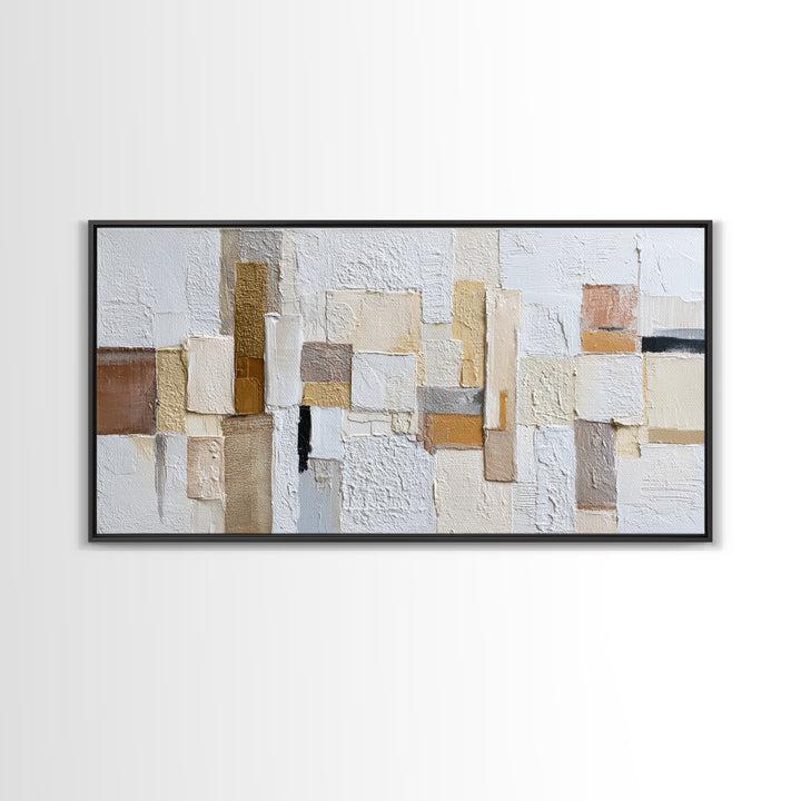 White on White Plaster Texture Study Framed Canvas Print, Minimalist Art, Room Decor, Living Room Decor, Fine Art, Minimal, MIN-2x1-12