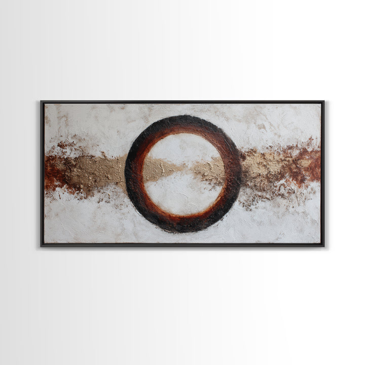 Single Brushstroke Circle Framed Canvas Print, Minimalist Art, Room Decor, Living Room Decor, Fine Art, Minimal, Art Print, MIN-2x1-18