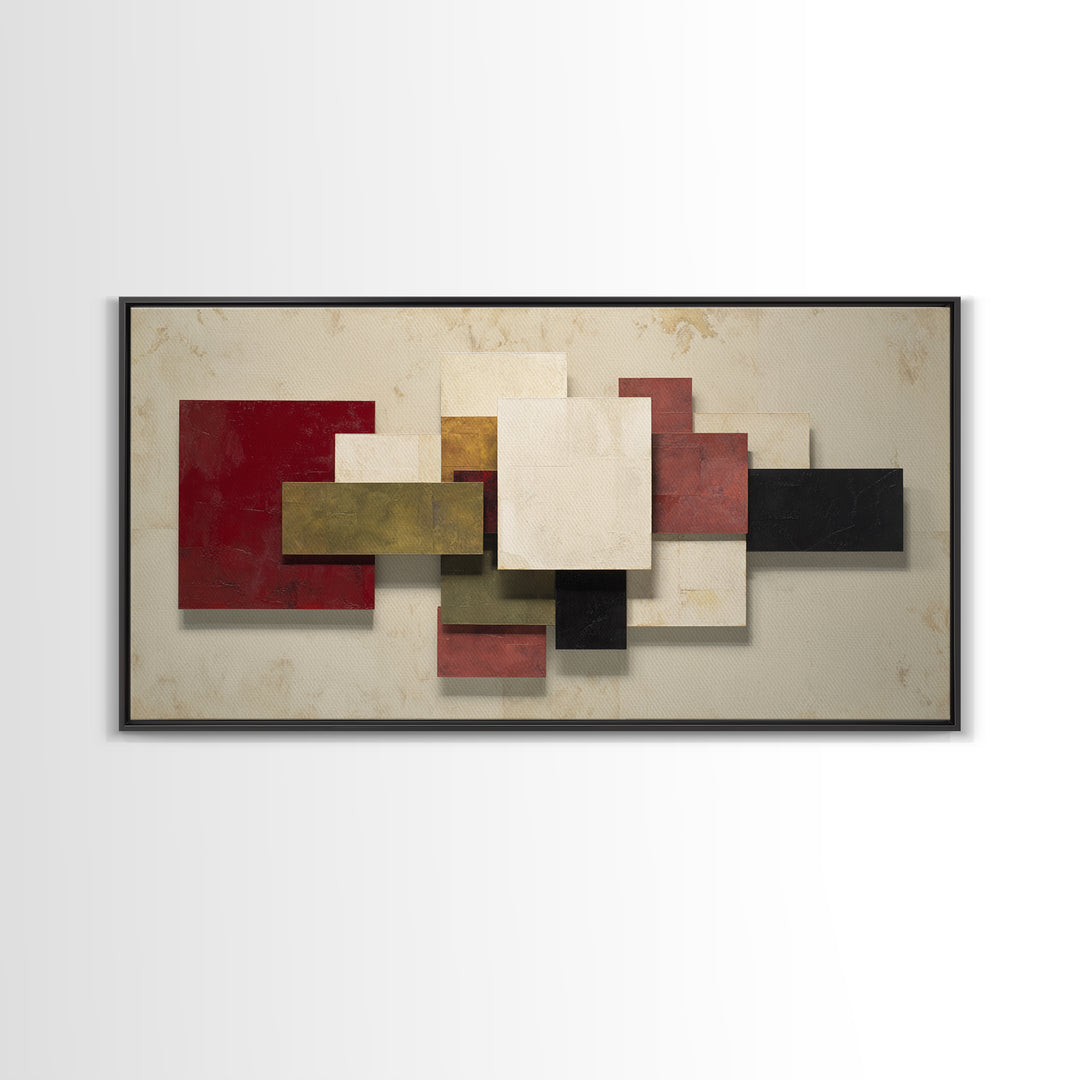 One Red Square Balanced Framed Canvas Print, Minimalist Art, Minimalist Decor, Living Room Decor, Minimal, Digital Wall Art, MIN-2x1-30