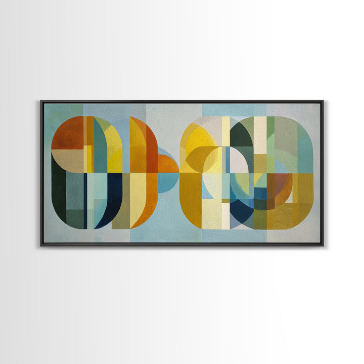 Simple Geometric Sun Framed Canvas Print, Minimalist Art, Wall Art, Living Room Decor, Abstract Art, Minimal, Large Wall Art, MIN-2x1-35