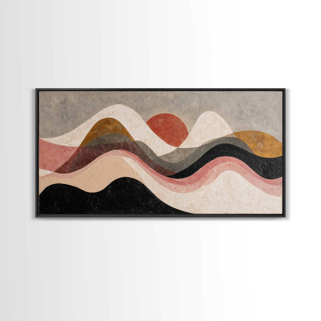 Thin Line Mountain Framed Canvas Print, Minimalist Art, Poster, Living Room Decor, Fine Art, Minimal, Boho, Canvas Tote Bag, MIN-2x1-46