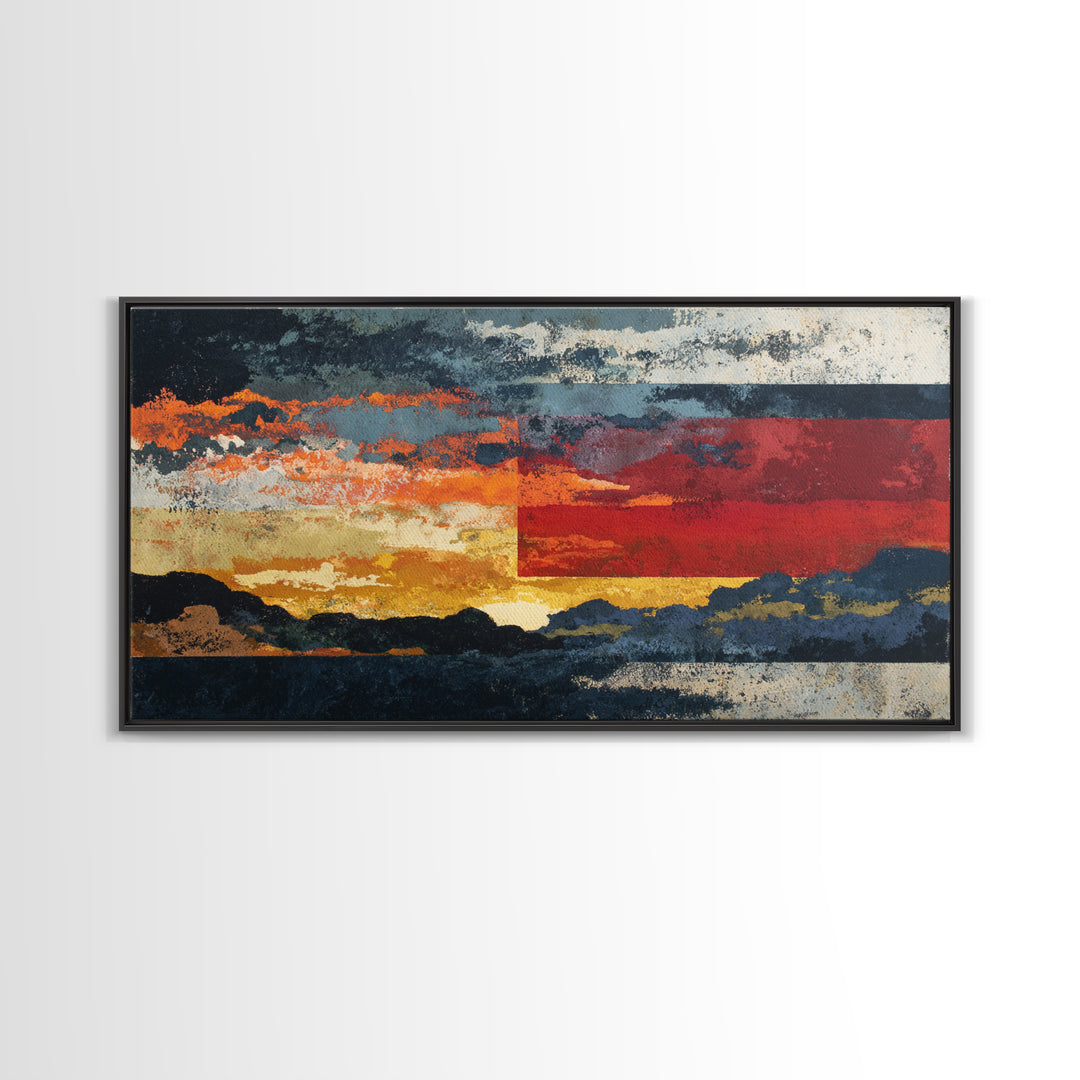 One Red Square Balanced Canvas Print, Minimalist Art, Wall Decor, Living Room Decor, Fine Art, Minimal, Abstract Art, MIN-2x1-54