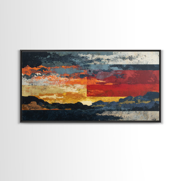 One Red Square Balanced Canvas Print, Minimalist Art, Wall Decor, Living Room Decor, Fine Art, Minimal, Abstract Art, MIN-2x1-54