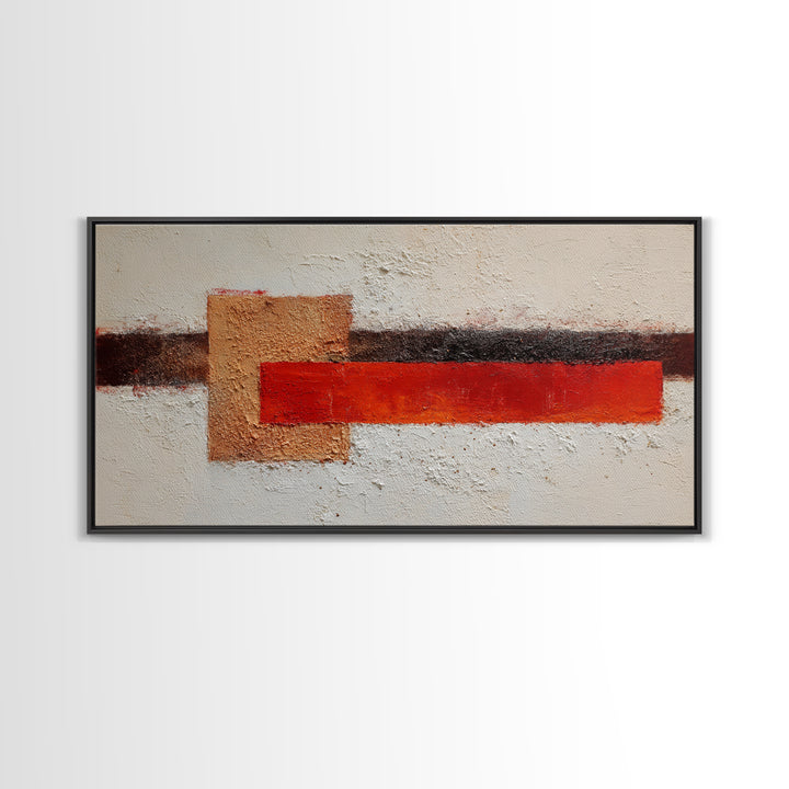 One Red Square Balanced Framed Canvas Print, Minimalist Art, Minimalist Decor, Living Room Decor, Minimal, Digital Wall Art, MIN-2x1-6