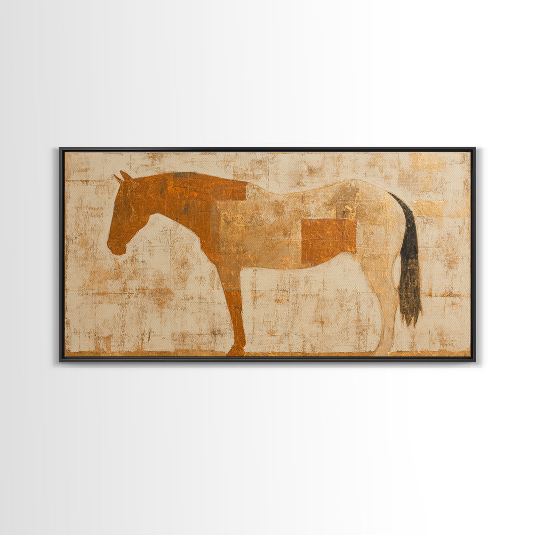 Minimal Horse Contour Canvas Print, Minimalist Art, Wall Art, Living Room Decor, Oil Painting, Minimal, Large Wall Art, MIN-2x1-62