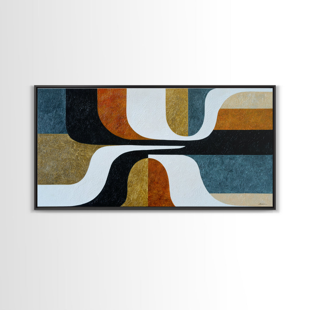 Small Black Bird Crossing White Space Framed Canvas Print, Minimalist Art, Room Decor, Living Room Decor, Fine Art, Minimal, MIN-2x1-75