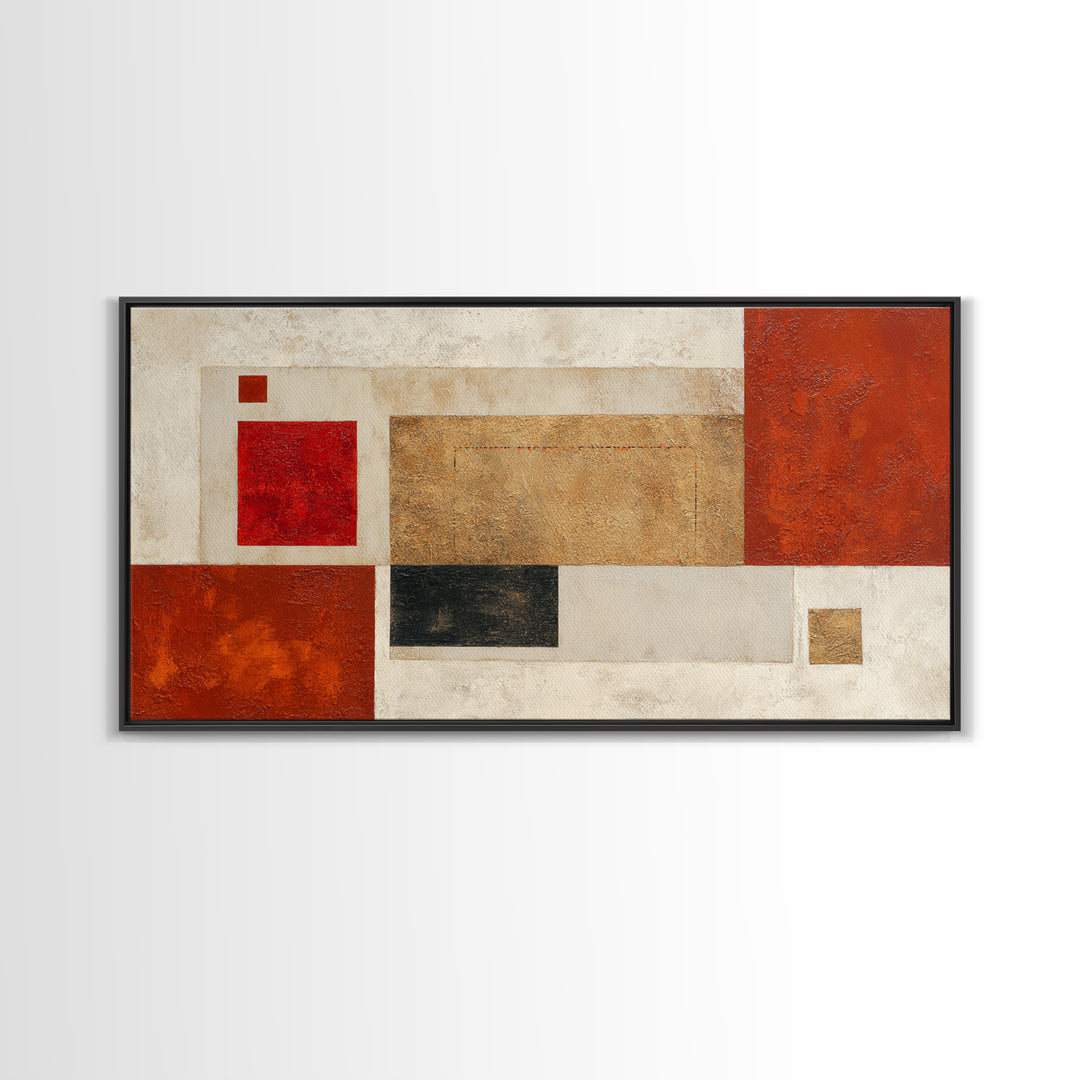 One Red Square Balanced Canvas Print, Minimalist Art, Wall Decor, Living Room Decor, Fine Art, Minimal, Abstract Art, MIN-2x1-78