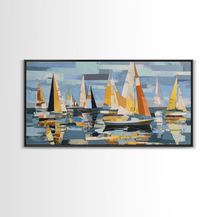 Tiny Sailboat under Open Sky Canvas Print, Minimalist Art, Minimalist, Living Room Decor, Fine Art, Minimal, Black Art, MIN-2x1-82