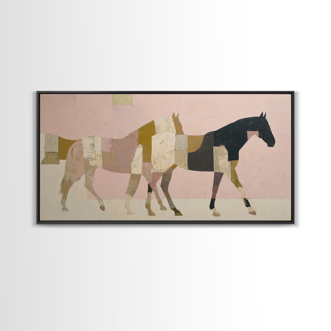 Minimal Horse Contour Framed Canvas Print, Minimalist Art, Digital Prints, Living Room Decor, Fine Art, Minimal, Printable Art, MIN-2x1-86