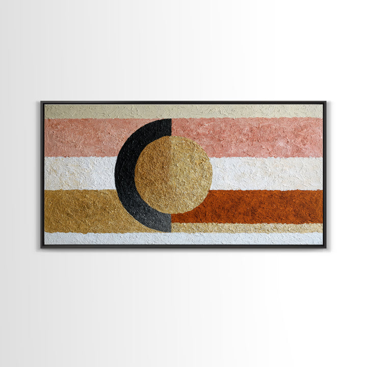 Single Brushstroke Circle Framed Canvas Print, Minimalist Art, Living Room Decor, Oil Painting, Minimal, Printable Art, MIN-2x1-90