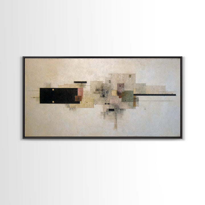Calm Rectangle Composition Framed Canvas Print, Minimalist Art, Boho, Living Room Decor, Oil Painting, Minimal, MIN-2x1-92