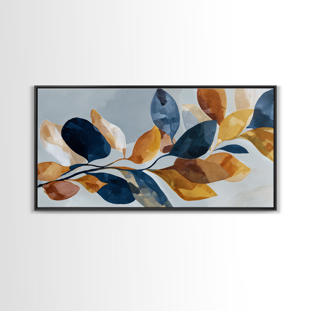 Minimal Branch Silhouette Framed Canvas Print, Minimalist Art, Neutral Decor, Living Room Decor, Oil Painting, Minimal, MIN-2x1-95