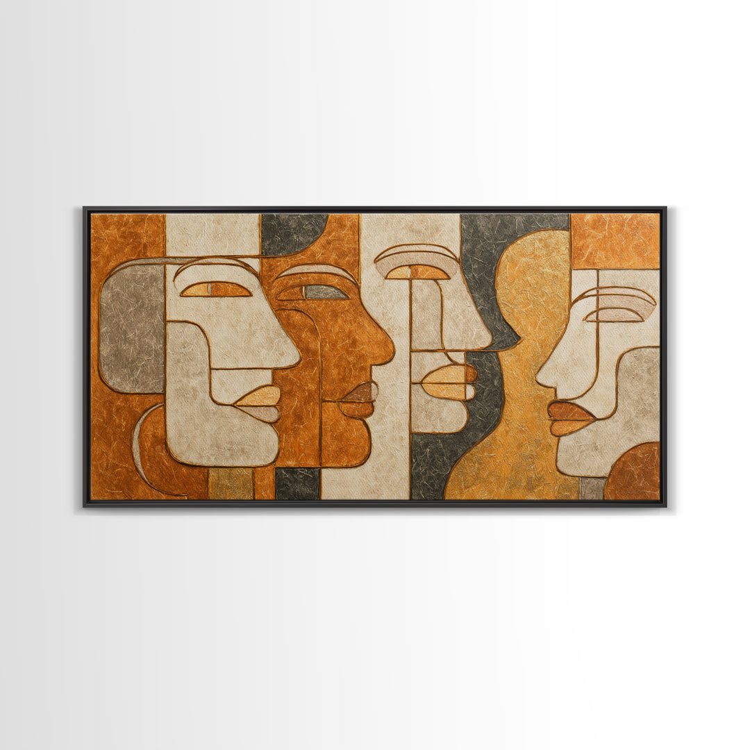 Single Continuous Line Female Face Framed Canvas Print, Minimalist Art, Printable Art, Living Room Decor, Oil Painting, Minimal, MIN-2x1-97