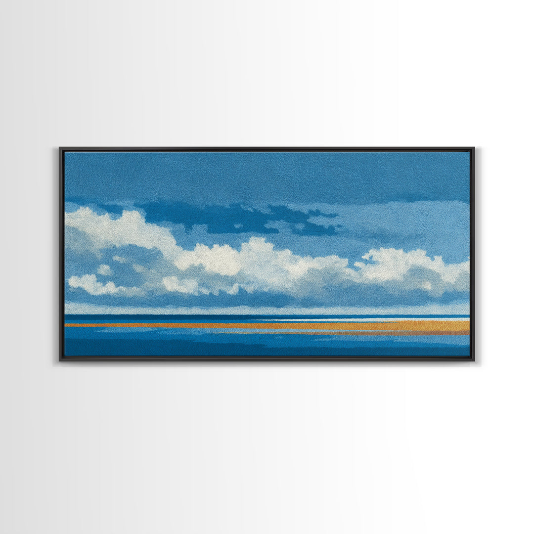 Simple Blue Horizon Canvas Print, Minimalist Art, Printable Wall Art, Living Room Decor, Fine Art, Minimal, Abstract Wall Art, MIN-2x1-98