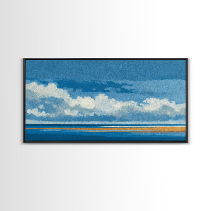 Simple Blue Horizon Canvas Print, Minimalist Art, Printable Wall Art, Living Room Decor, Fine Art, Minimal, Abstract Wall Art, MIN-2x1-98