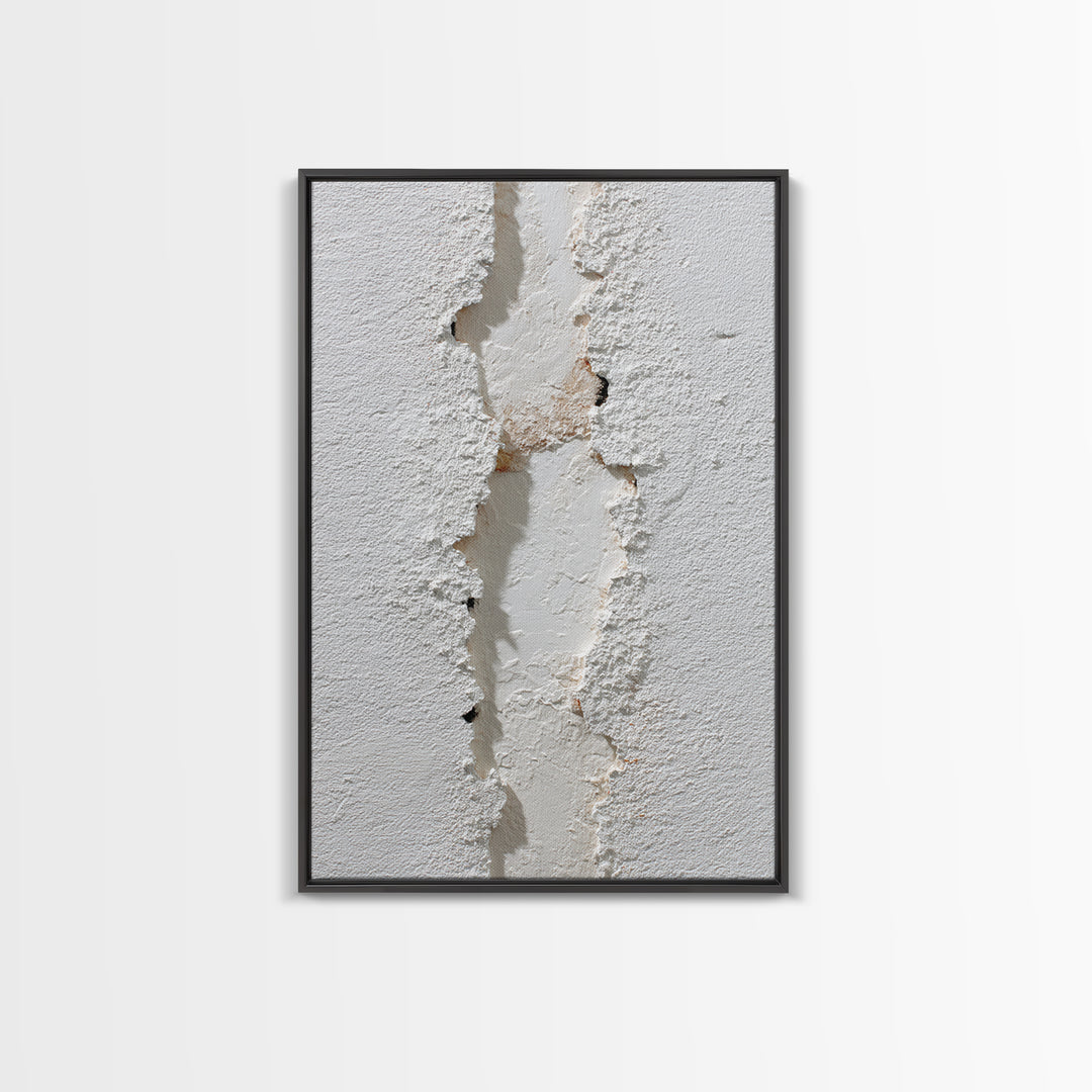 White on White Plaster Texture Study Framed Canvas Print, Minimalist Art, Modern Decor, Living Room Decor, Fine Art, Minimal, MIN-2x3-24