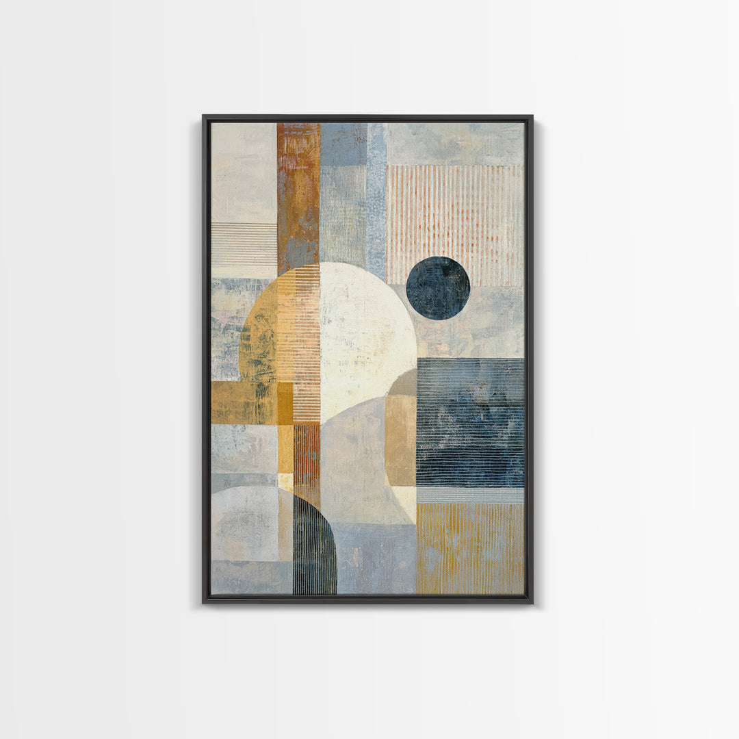 Single Black Circle on Warm Ivory Ground Canvas Print, Minimalist Art, Canvas Tote Bag, Living Room Decor, Minimal, Boho Decor, MIN-2x3-33