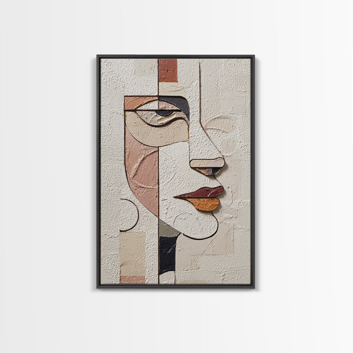 Single Continuous Line Female Face Framed Canvas Print, Minimalist Art, Digital Wall Art, Living Room Decor, Fine Art, Minimal, MIN-2x3-37