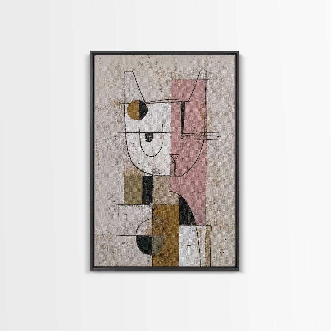 Minimal Cat Line Drawing Framed Canvas Print, Minimalist Art, Art Print, Living Room Decor, Minimal, Abstract Wall Art, MIN-2x3-55