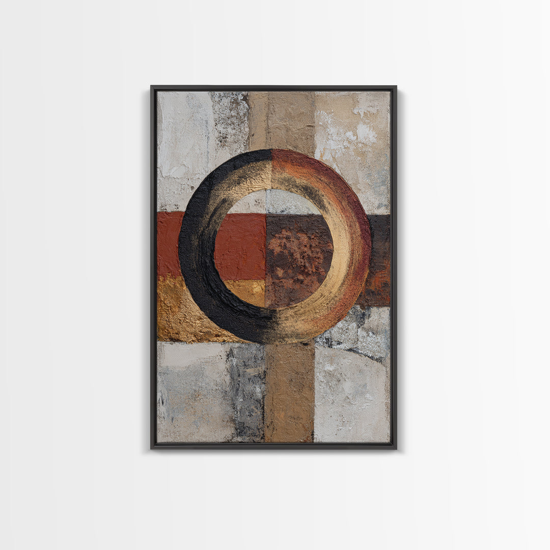 Single Brushstroke Circle Framed Canvas Print, Minimalist Art, Minimalist Decor, Living Room Decor, Fine Art, Minimal, MIN-2x3-6