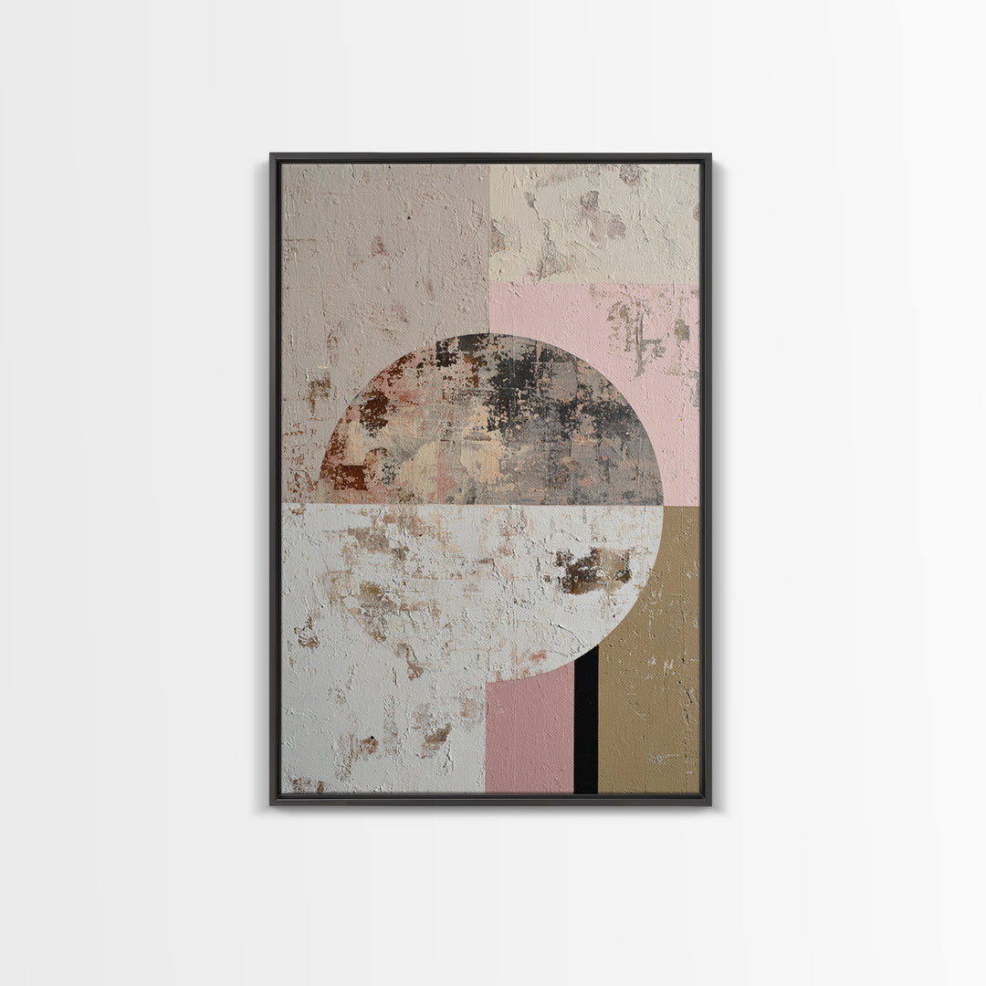 Minimal Moon over a Pale Ocean Canvas Print, Minimalist Art, Black Art, Living Room Decor, Oil Painting, Minimal, MIN-2x3-65