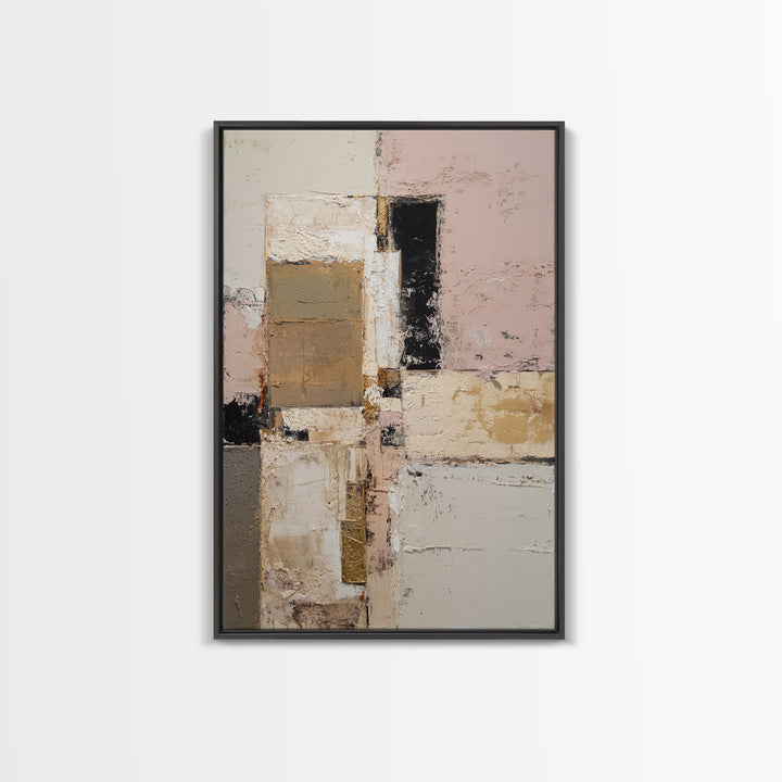 Calm Rectangle Composition Framed Canvas Print, Minimalist Art, Modern Art, Living Room Decor, Oil Painting, Minimal, MIN-2x3-8