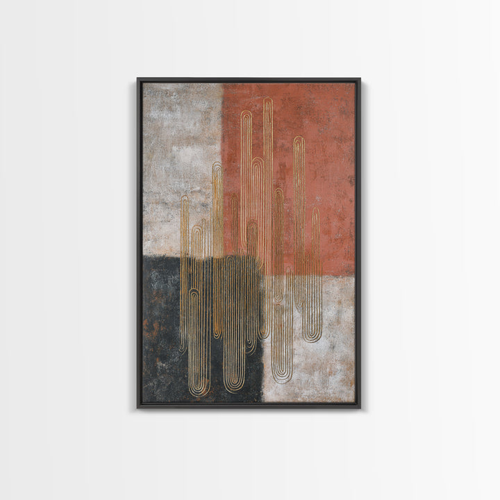 Single Gold Line Curve on Charcoal Framed Canvas Print, Minimalist Art, Printable Art, Living Room Decor, Abstract Art, Minimal, MIN-2x3-97