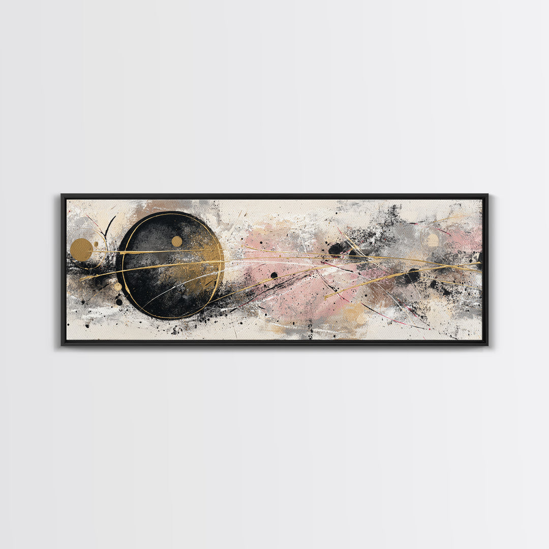 Single Gold Line Curve on Charcoal Canvas Print, Minimalist Art, Boho Wall Art, Living Room Decor, Fine Art, Minimal, MIN-3x1-33